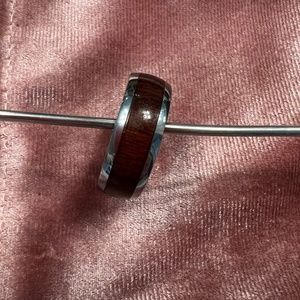 Mens Wedding Ring Size 11, Tungsten and Cartridge Rose Wood